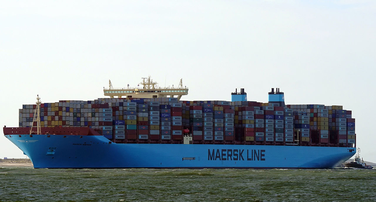 Maersk will operate the world’s first carbon neutral liner vessel by 2023. Image: Wikimedia/ kees torn
