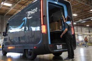 Amazon's custom electric delivery vehicles are starting to hit the road. Image: Amazon