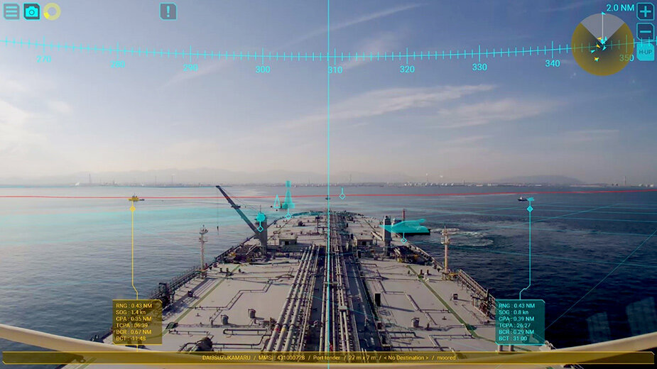 MOL enhances function of AR navigation system to support vessel navigation. Image: MOL