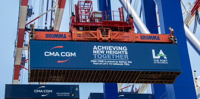 Port of Los Angeles marks a milestone of 10 million containers. Image: Port of Los Angeles