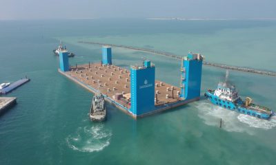 Mammoet launches two floating drydocks via float-off operation in Saudi Arabia. Image: Mammoet