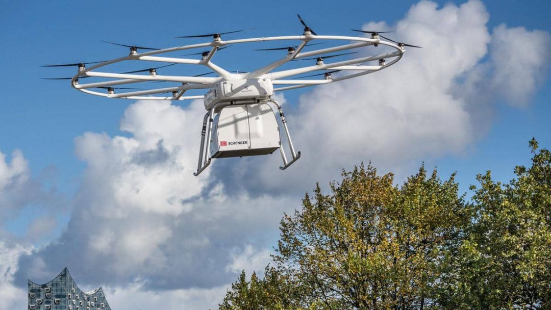 Successful first public flight of Volocopter’s VoloDrone. Image: DB Schenker