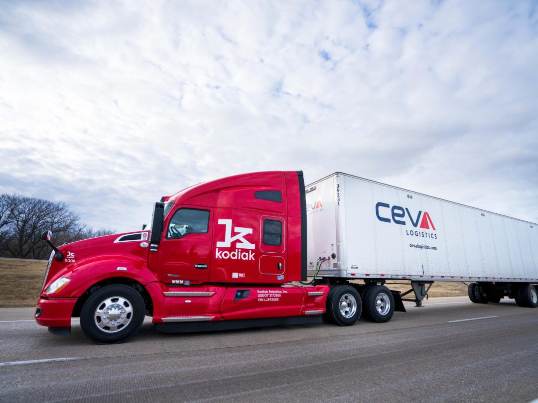 CEVA Logistics, Kodiak Robotics launch autonomous freight deliveries; complete first ever autonomous trucking delivery in Oklahoma. Image: CEVA Logistics