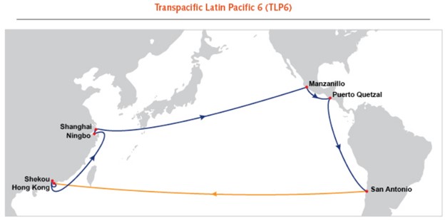 OOCL introduces Transpacific Latin Pacific 6. Image: OOCL