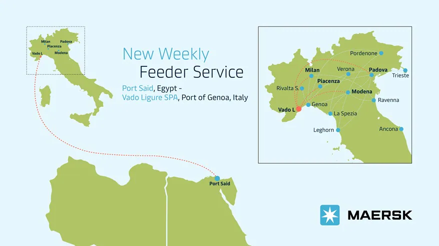 Maersk's new feeder service between Port Said and Vado Gateway. Image: Maersk