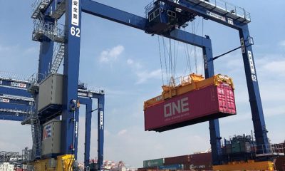 NYK Line begins operation of four state-of-the-art transfer cranes. Image: NYK Line