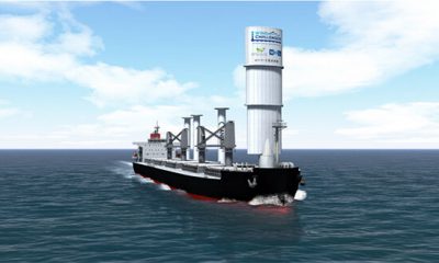 MOL to equip bulk carrier with the "Wind Challenger" hard sail system. Image: MOL
