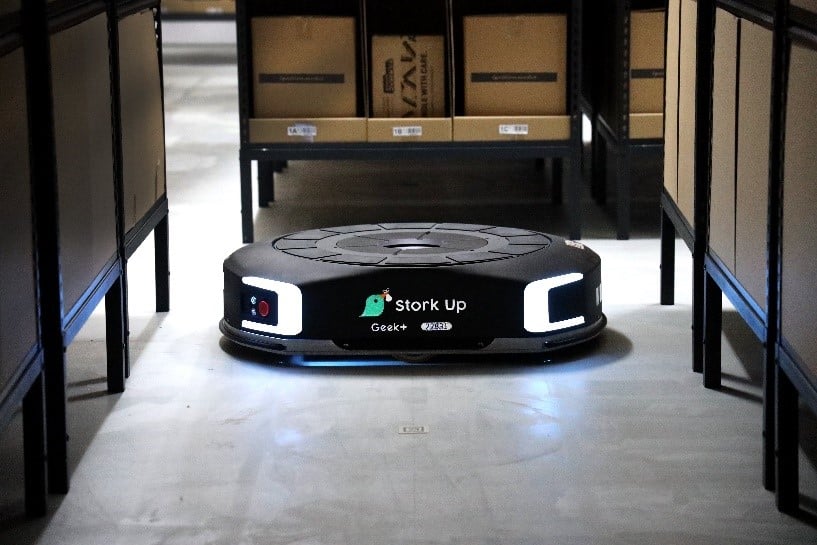 Geek+ deploy a fleet of autonomous mobile robots for Stork Up. Image: Geek+
