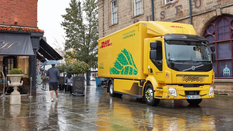 DHL Parcel UK takes delivery of six fully electric 16-tonnes Volvo trucks. Image: DHL
