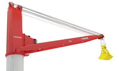 MacGregor introduced the fully electrically driven heavy-duty transloading crane. Image: Cargotec