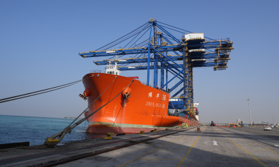 Jeddah Islamic Port receives three Ship-to-Shore cranes. Image: Saudi Ports Authority
