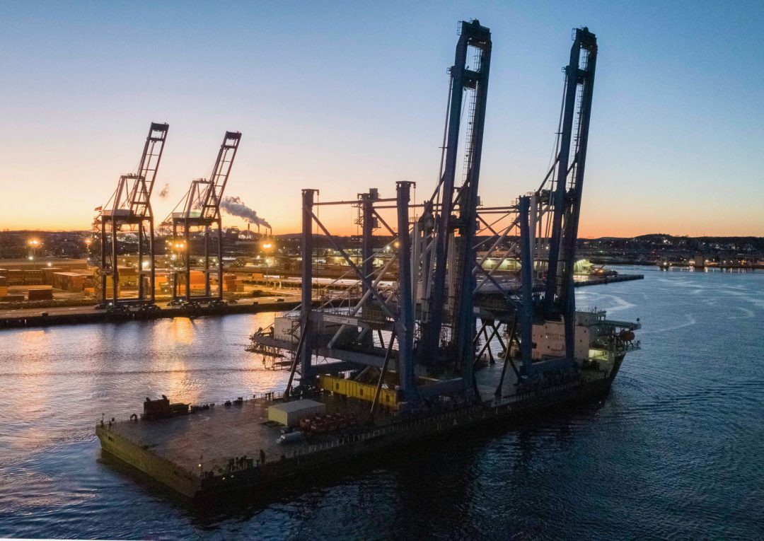 DP World and Port Saint John welcome two new post-Panamax cranes. Image: DP World