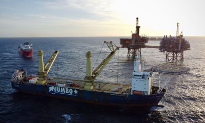 Jumbo Offshore completes handling of a riser caisson for Technip FMC. Image: JUMBO