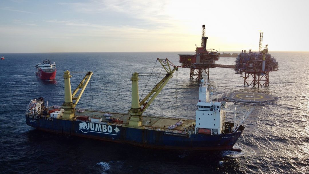 Jumbo Offshore completes handling of a riser caisson for Technip FMC. Image: JUMBO