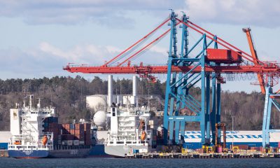 Vessel Helgafell sets sail from the Port of Gothenburg for the first time. Image: Port of Gothenburg