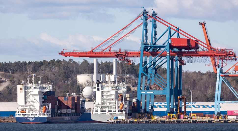 Vessel Helgafell sets sail from the Port of Gothenburg for the first time. Image: Port of Gothenburg