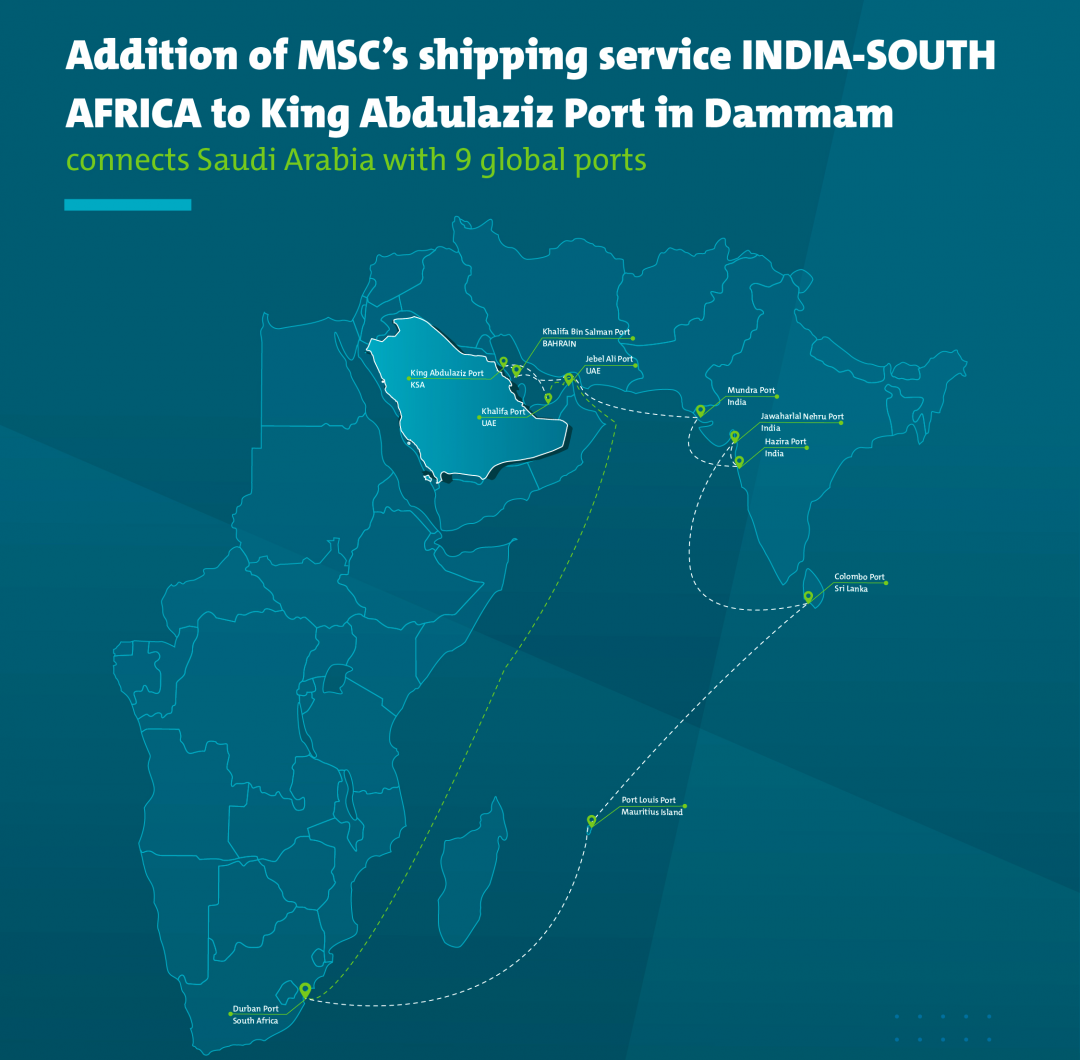 Mawani adds Dammam to MSC’s India to South Africa service. Image: Saudi Ports Authority