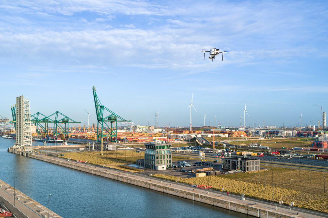 World first in Antwerp port area: drone network officially launched. Image: Port of Antwerp-Bruges