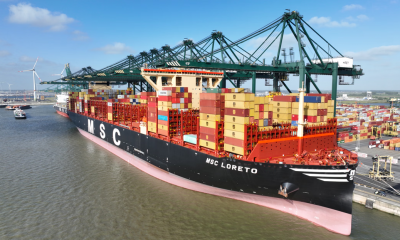 MSC Loreto, the largest container ship calls on Port of Antwerp-Bruges. Image: Port of Antwerp-Bruges