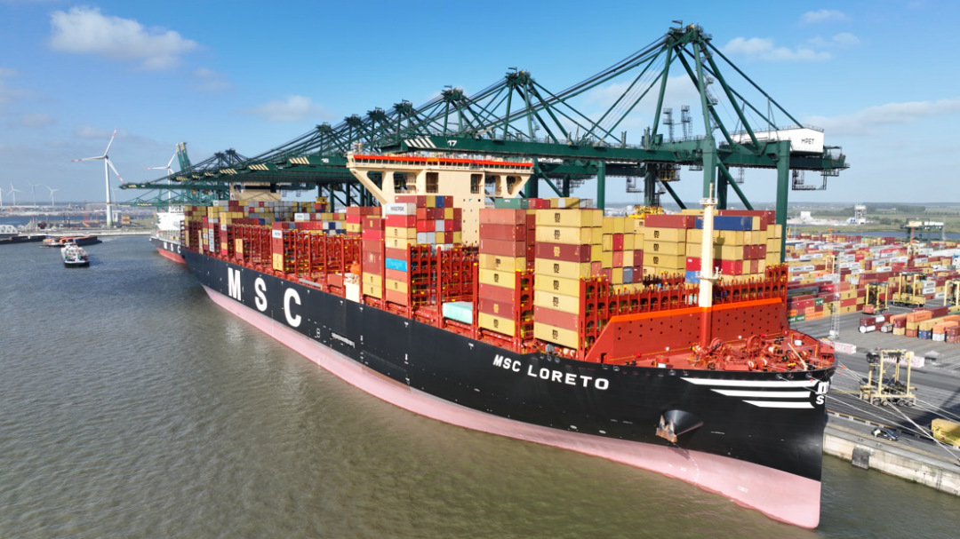 MSC Loreto, the largest container ship calls on Port of Antwerp-Bruges. Image: Port of Antwerp-Bruges