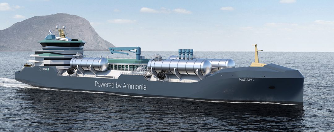 DNV presents AiP for NoGAPS ammonia-powered gas carrier design. Image: DNV
