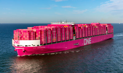 ONE's largest container ship 'ONE Innovation' arrives at Port of Hamburg. Image: Port of Hamburg